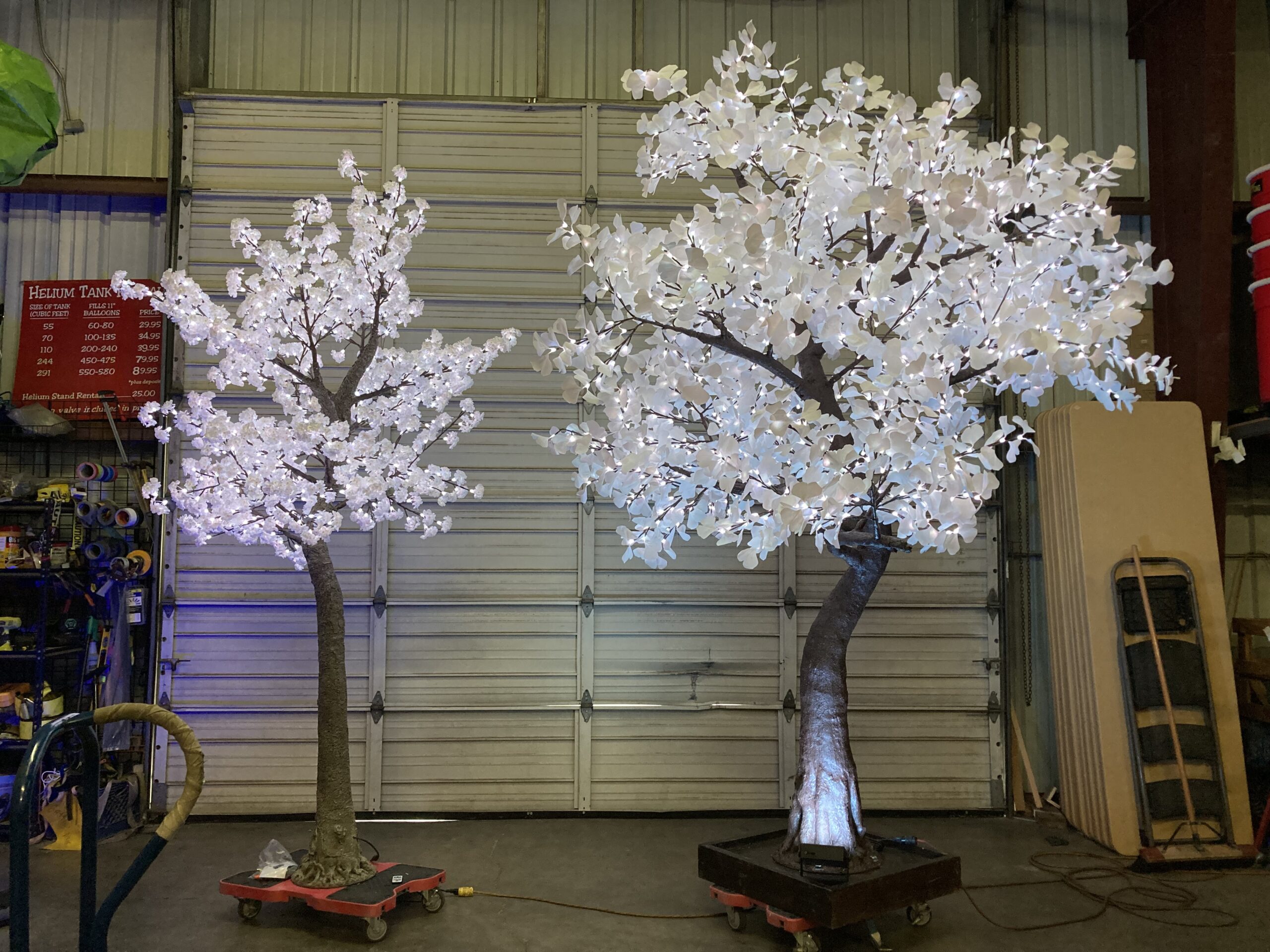 LED 12FT White Ginkgo, 10FT Jasmine Lit Trees