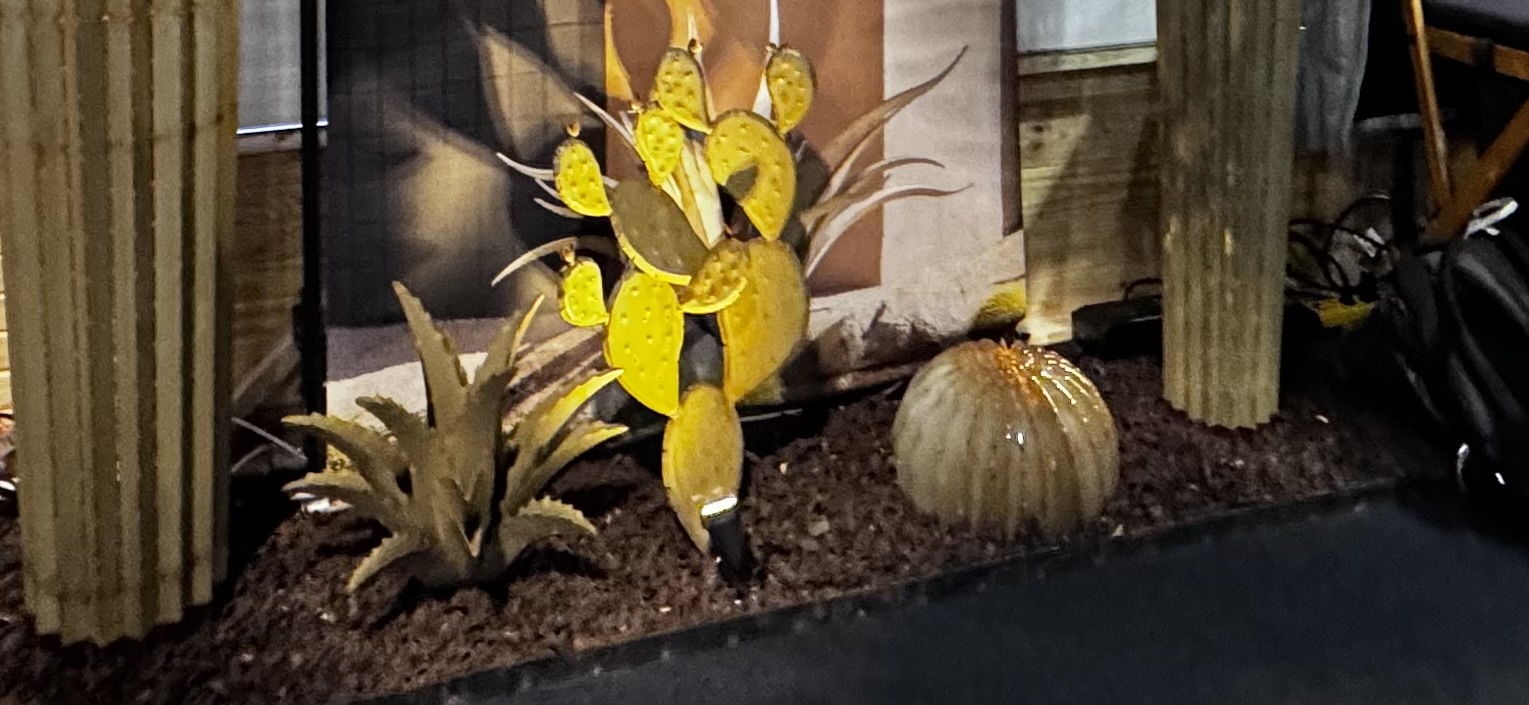 Prickly Pear Cactus Prop with Golden Barrel cactus and Agave