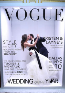Glamour Shot Magazine Cover Photo Booth Dipping Bridal Couple